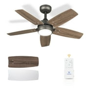 Vagizm 36-Inch Bronze Modern LED Downrod Mount Indoor Reversible Quiet Ceiling Fan with Remote Control